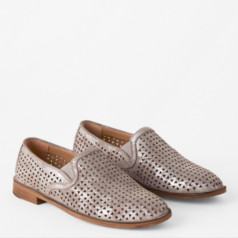 Trask Ali Perforated Leather Loafer Metallic 8.5